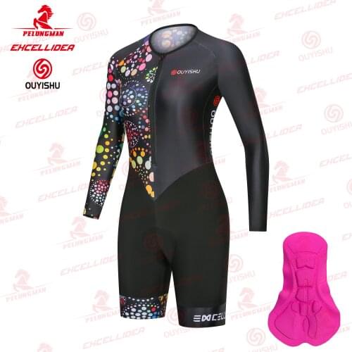 EXCELLIDEA Personality Pattern Cycling Skinsuit Women Cycling Jumpsuit