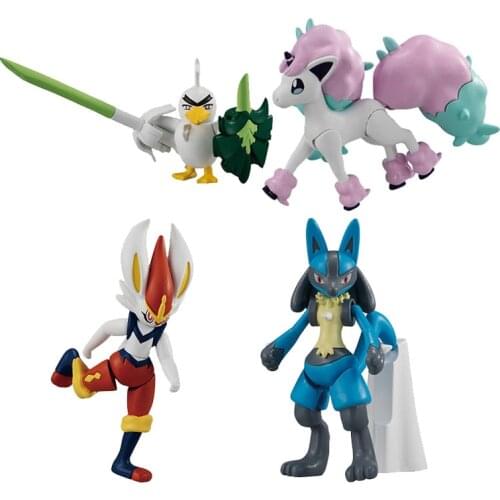 BANDAI Genuine Gashapon Pokemon Anime Figures Ponyta Cinderace Sirfetch'd Lucario Action Figure Collections Model Toys