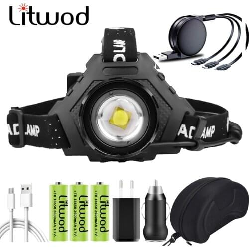 XHP100 Headlight Led Headlamp Headlight Power Bank 7800mah Flashlight 3PCS 18650 USB Rechargeable Battery Bulbs Zoomable Torch