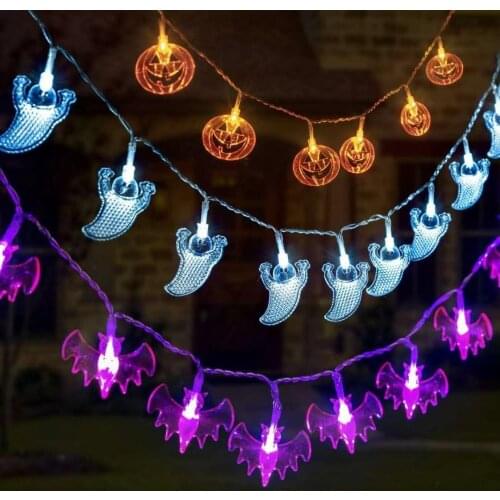 1.5m 10LED Halloween Pumpkin Spider Bat Skull String Lights Lamp DIY Hanging Horror Halloween Decoration For Home Party Supplies