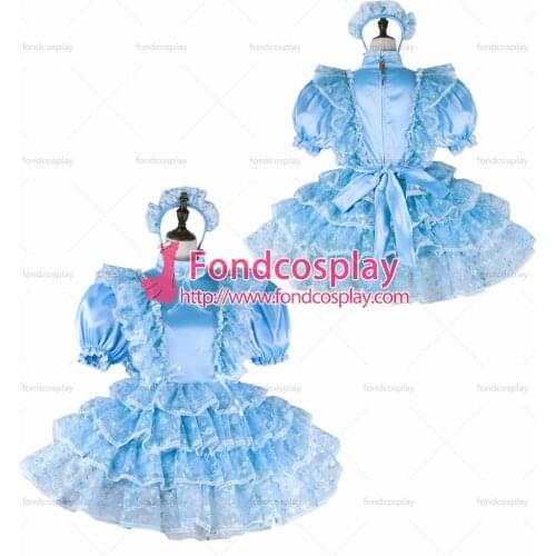 Sissy maid satin dress lockable Uniform cosplay costume Tailor-made[G2269]