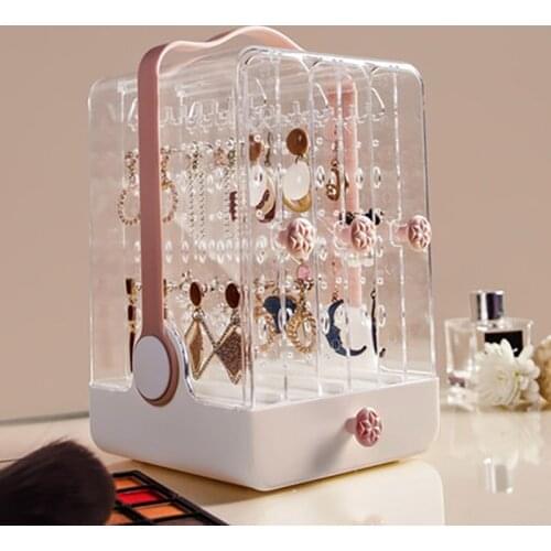 Earrings Necklaces Jewelry Storage Box Transparent Plastic Large Capacity Lipstick Organizer Dust-proof Comestics Desktop Shelf