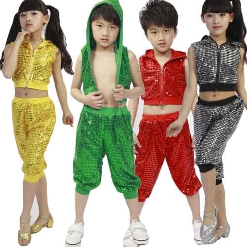 Boys Jazz dance costume Outfits Girls ballroom dancewear for girls Kids modern Jazz dance clothing vestito da ballo del partito