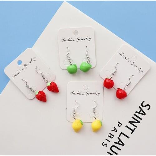 Mini Fruit Strawberry Apple Lemon Drop Earrings For Women Girls DIY Handmade Creative Dangle Earrings Jewelry Accessaries