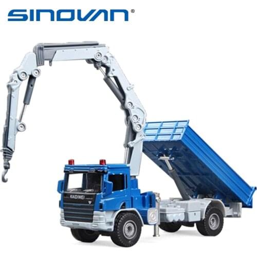 KDW Alloy Diecast Crane Truck Model 1:50 Telescopic Crane Dump Support Leg Crane toy Vehicle Model Children Collection Kids car
