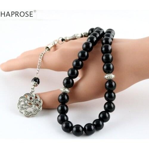 Mans Black agates Tasbih New style Black stone Muslim prayer beads 33 66 99 Misbaha beads Rosary Islamic Tasbeeh gift