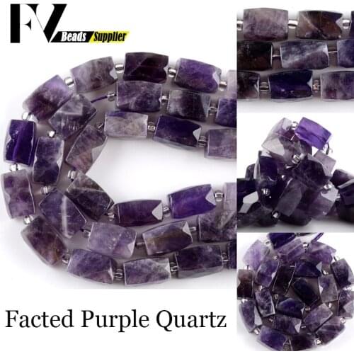 Natural Stone Rectangle Faceted Purple Amethysts Beads For Jewelry Making DIY Bracelets Necklace Crafts Wholesale 11*15mm 15"
