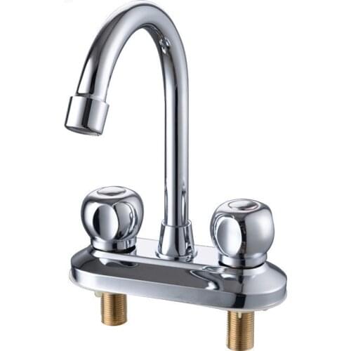 New All Copper Kitchen Basin Faucet Double Hole Three Hole Washbasin Mixing Valve Hot and Cold Faucet Explosion-proof Top H8227