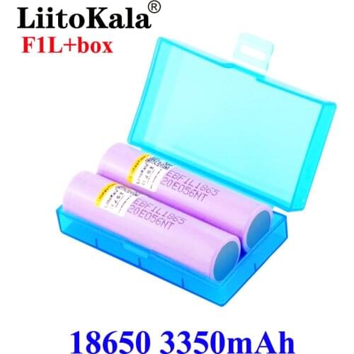 LiitoKala F1L Original 3.6V 18650 INR18650 F1L 3350mAh 3400mah 4.2V Cut Off Rechargeable Battery For Flashlight batteries box