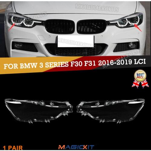 MagicKit Pair Polycarbonate LED Headlight Lens Cover For BMW F30 F31 3 Series 2016-2018