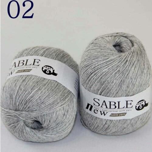 Sale 2*50gr Super Soft Pure Sable Cashmere Wrap Shawls Hand Knit Wool Crochet Yarn 243-02 Gray