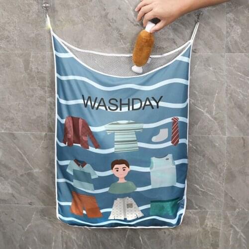 Hanging Laundry Hamper Bag Space Saving Wall Dirty Clothes Bag Large Storage Folding Bag for College, Closet, Behind Doors
