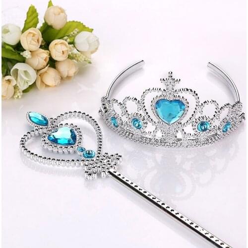 Frozen 2 Hair Wear Children Elsa Princess Birthday Party Headband Magic Wand Crown Hair Accessories Set Girl Toy For Kid Cosplay