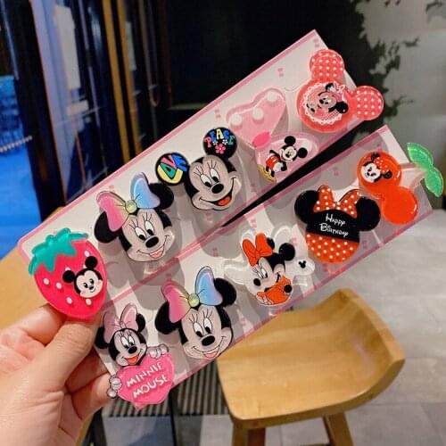 Disney Minnie Love Anime Headwear Kids Accessories Cartoon Hairband Child Girls Hair Pin Birthday Gifts New