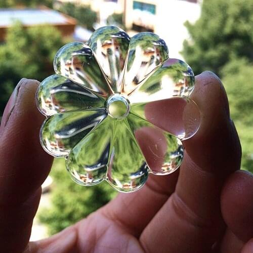 30pcs/lot 35mm Visual Flower Shape Clear Glass Chandelier Lighting Accessories With Middle Hole DIY Glass Chrysanthemum Chip