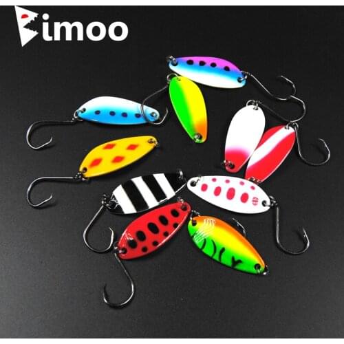 Bimoo 10pcs Fishing Lure Pesca Spinner Bait Spoon Lures With Crank Hooks