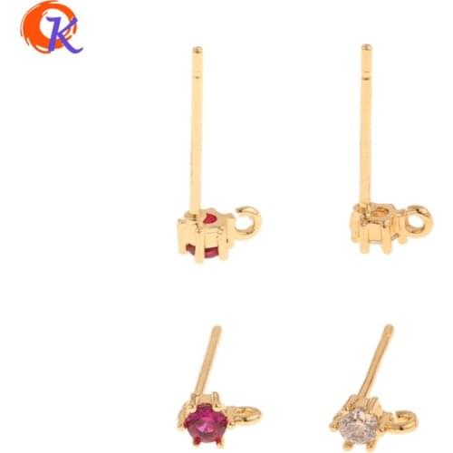 Cordial Design 50Pcs 3*5MM CZ Earrings Stud/Hand Made/Genuine Gold Plating/Earring Findings/DIY Making/Jewelry Accessories