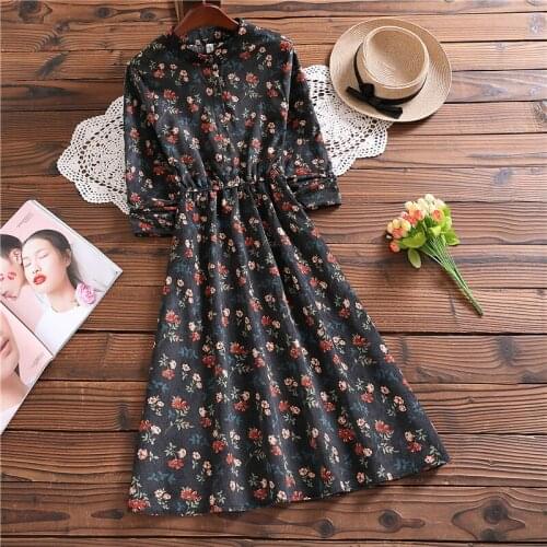 Spring autumn fashion elegant mori girl sweet vestidos mujer new arrival long sleeve floral dress for women