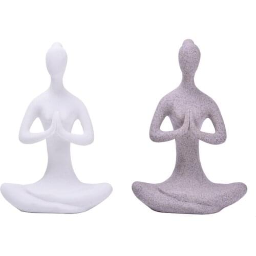 BUF Modern Home Decor Statues Fashion Abstract Yoga Figure Sculpture Handmade Sandstone Art Collection Gift Ornaments