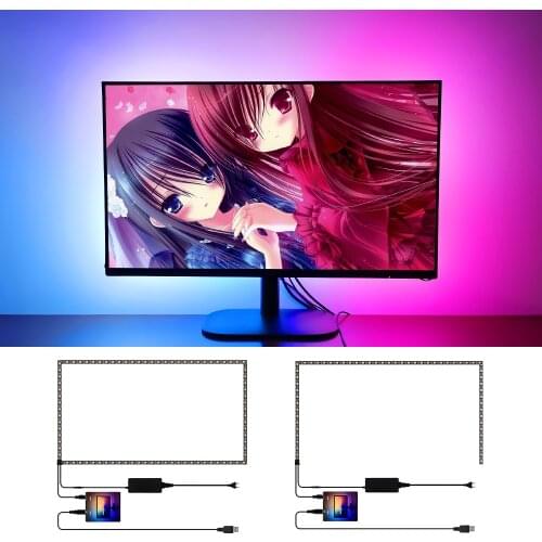 Easy DIY Ambient Lighting Computer RGB WS2812B LED Strip Arduino PC Monitor Dream Screen Backlight WS2812 NO Soldering 1M 5M Kit