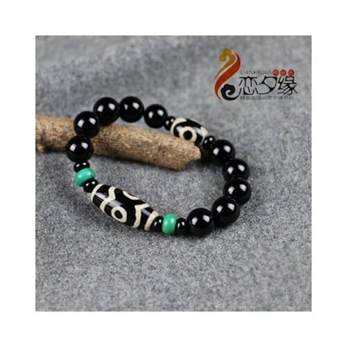 Tibetan Dzi Bead Natural Stone Buddha Bracelet Handmade Kallaite Buddhist Charm Bangle Fashion Jewelry for Men and Women