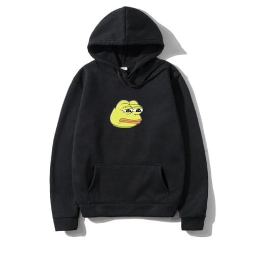 Harajuku Hoodies Sweatshirt Men Japanese fashion Casual hoodie Sad tearing frog Print Streetwear Hip Hop 2020 Male Hooded hoody
