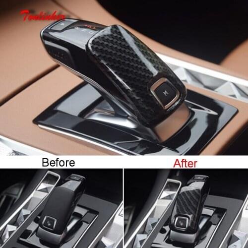 Tonlinker 1 PCS Car Gear Head Protection Cover sticker for CITROEN DEESSE DS7 2018-19 Car Styling Carbon fiber Cover Stickers