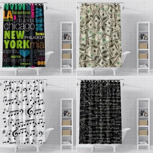 Graffiti Pattern Shower Curtain Waterproof Mildew Proof Bathroom Curtain Toilet Door Curtain Polyester Fabric Shower Curtain