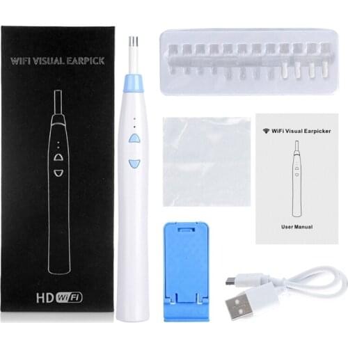 Wifi Ear Cleaning Endoscope USB Visual Ear Spoon 5.5mm Mini Camera Earpick Otoscope with 6 LED Lights Earwax Remover D0UE