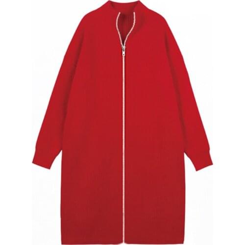 2020 New Autumn Winter Mid-length Lazy Christmas red Sweater Women Loose Korean Thick High-neck Over-the-knee Knitted Dress 24B