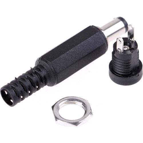 1Pair New Female Plug+Male Plug Jack Socket Adapter Dc Power Supply Panel Mount Connector