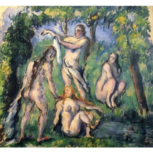 100% hand made Oil Painting Reproduction on linen canvas,landscape oil painting,four-bathers-1880 by paul Cezanne