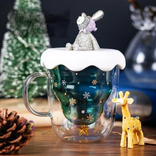 2020 Creative Christmas Mug Christmas Tree Star Cup High Temperature Double Water Cup Party Xmas Gifts Travel Mug Decor Cup