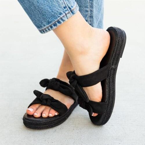 2020 New Casual Sneakers For Home Slippers Summer Sandals Open Toe Bow-knot Home Slippers Flats Shoes Flip Flops Design Slippers