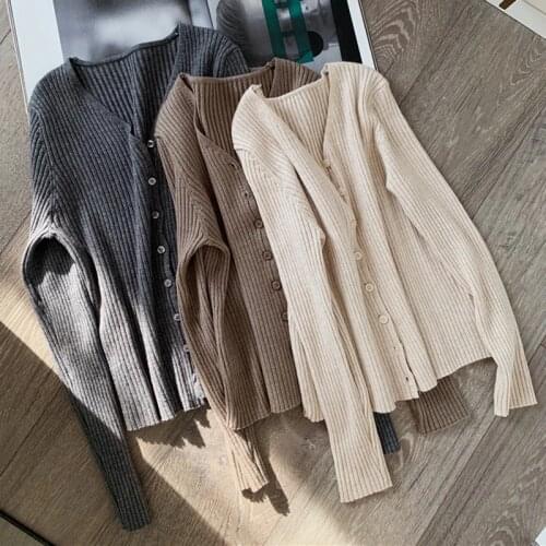 AOSSVIAO Sexy buttons knitted sweater cardigan women Slim ribbed winter autumn sweaters female Fashion plus size knitwear 2020