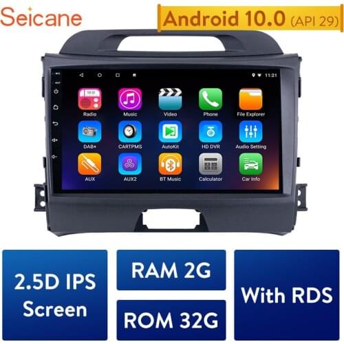 Seicane Android 10.0 4-core Car Radio GPS 2Din Multimedia Player For 2010 2011 2012 2013 2014 2015 KIA Sportage with Bluetooth