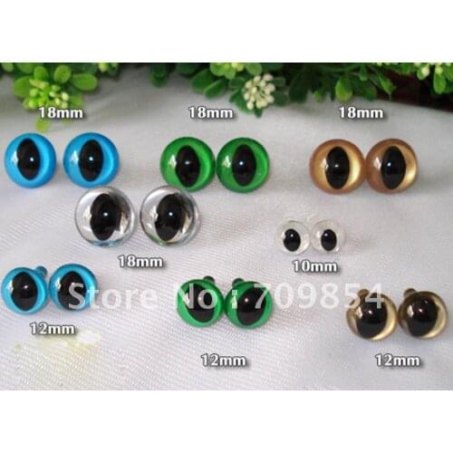 Free shipping!!! 200pcs/lot 7/9/10/12/15/18mm cat eyes saftey eyes with washers