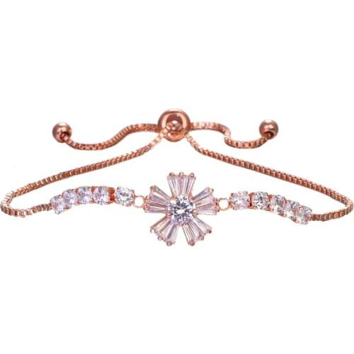 Bettyue Brand Fashion Trendy Gorgeous Flower Chain Link Adjustable Bracelet for Women AAA Zircon Crystal Jewelry Wedding Gift