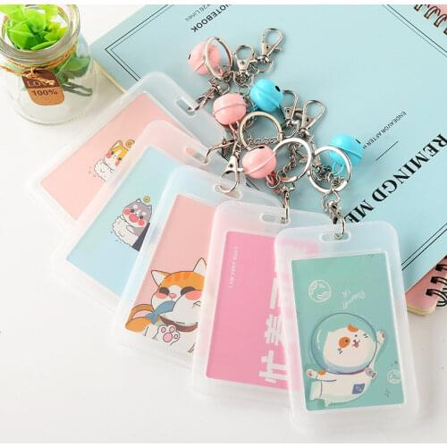 Women PVC Card Holders Business Card Case Student Portable Cartoon Badge ID Card Holder Cards Pass Cover Lanyard Badge Holder