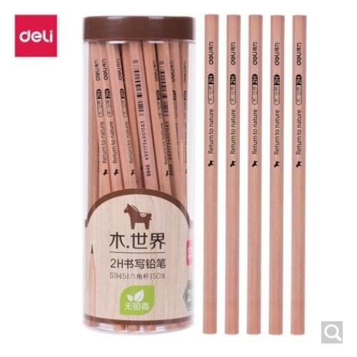 Deli S945 Hexagonal Penholder / Log 2H Pencil / Sketch Drawing / Student Pencils/Engineering Drawing 50 Pieces / Bucket