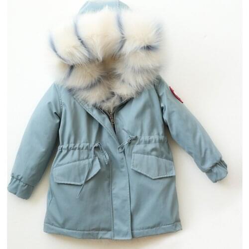-30 Winter Warm Kids Fur Coat Hooded Removable Toddler Boy Jackets Thick Girls Outerwear Clothes Teenager Children Windbreakers