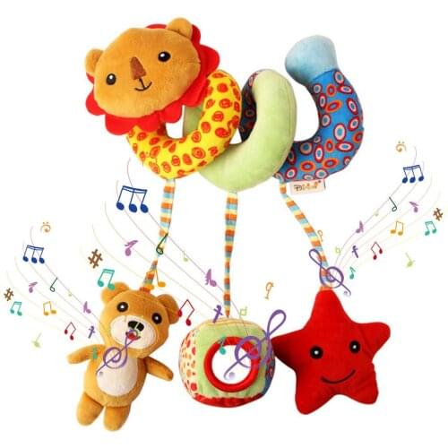 Infant Car Seat Toy Soft Plush Doll Baby Crib Bed Hanging Mobile Toy Newborn Rattle Hanging Crib Stroller Animal Toy Strollers