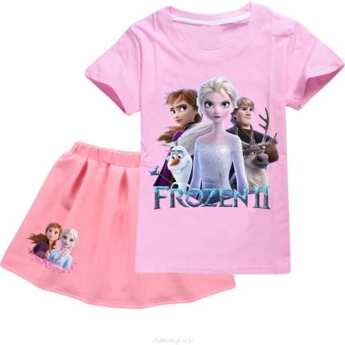 Girls Sets summer New 2 Pieces Disney Frozen Infant Baby Girls Clothes Set Childrens suit t shirt + Denim Skirt Pants clothes