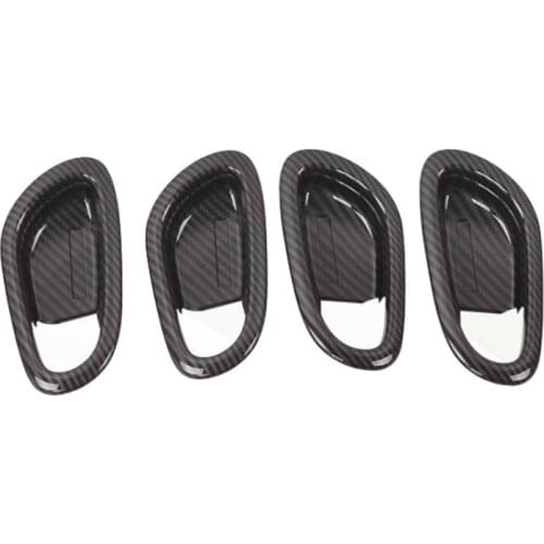 For Nissan Navara NP300 2016-2019 Carbon Fibre Car Inner Door Handle Bowl Protector Frame Cover Trim Sticker Accessories