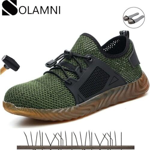 Breathable Men Work Safety Shoes Steel Toe Anti-Smashing Boots Male Shockproof Nonslip Mesh Sneakers Big Size Construction Shoes