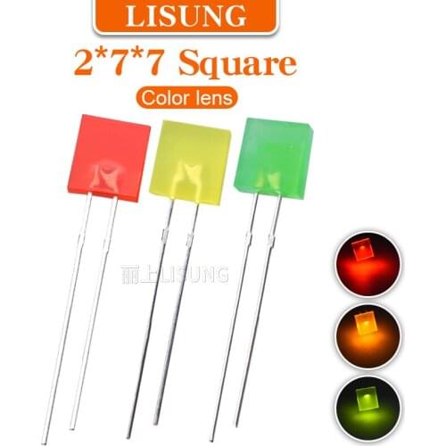 1000pcs/Bag 277 Square Led 2*7*7mm Light-emitting Diode Yellow Red Green Yellow Electronic Diffuse Indicator Light Diy Kit