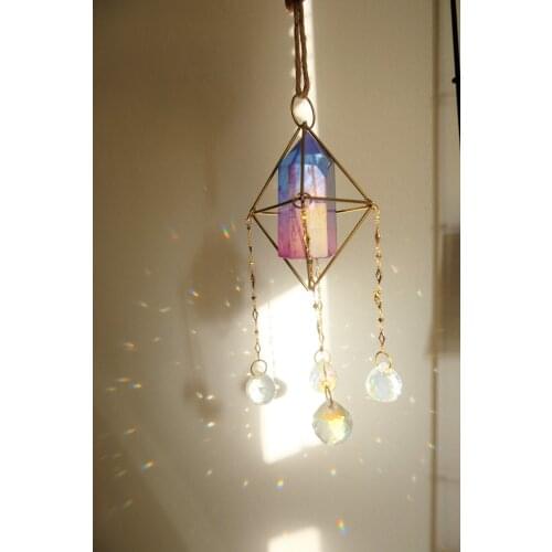 Crystal sun catcher with prism balls colorful stone window hanging rainbow light maker gifts for friend Decor