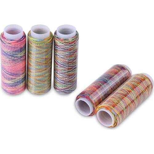MIUSIE 5pcs 55*21mm Rainbow Sewing Thread Cord High Intensity Quilting Embroidery Hand Machine Tool for Leather Caft Stitching
