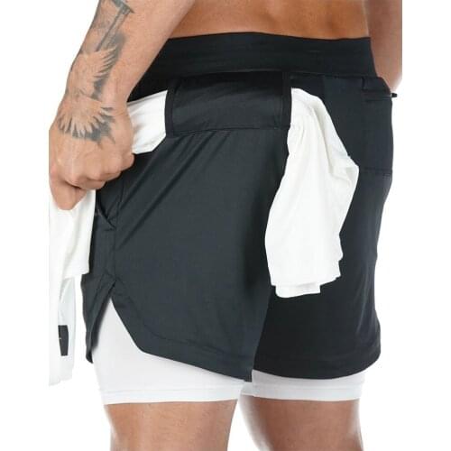 2 In 1 Men Joggers Shorts Sport Shorts Gyms Fitness Bodybuilding Workout Quick Dry Beach Shorts Male Summer Running Shorts Men