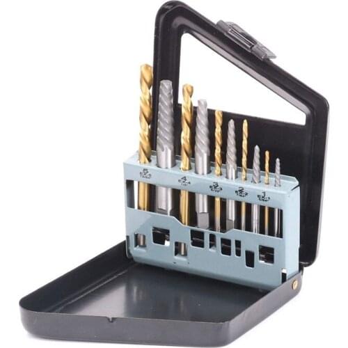 High Speed Steel Drill Bit Set Broken Wire Extractor Broken Head Screw Extractor Mechanical Repair Tool 10pcs